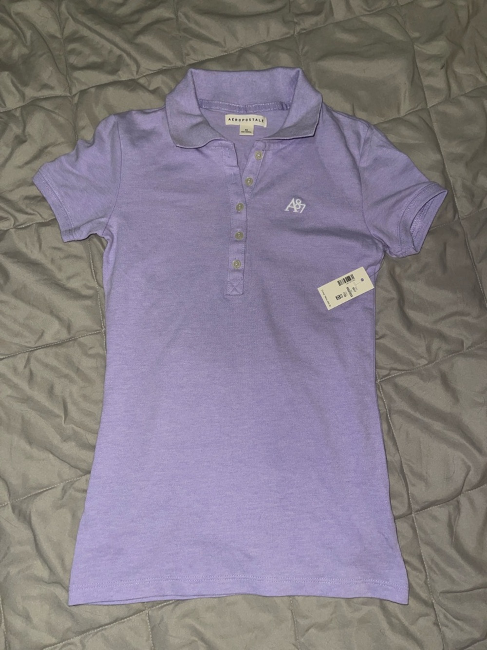 Aeropostale A87 Lavender Polo Shirt XS Women’s Preppy Stretch Collared Top (NWT)